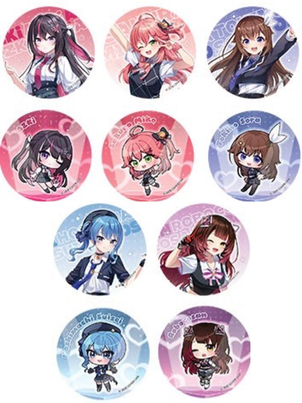 Hololive ✦ Random 1 Tin Badge - 1 out of 10 Item Set